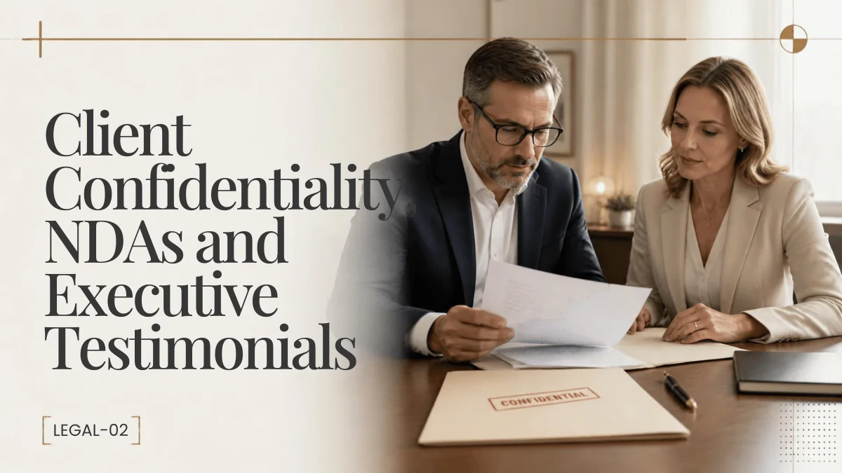 Client Confidentiality, NDAs and Executive Testimonials: Proving Mastery Safely