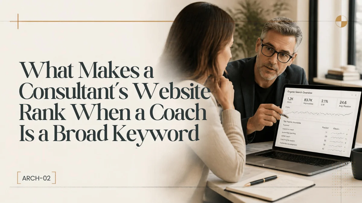 What Makes a Consultant's Website Rank in Search When 'Coach' Is an Impossibly Broad Keyword